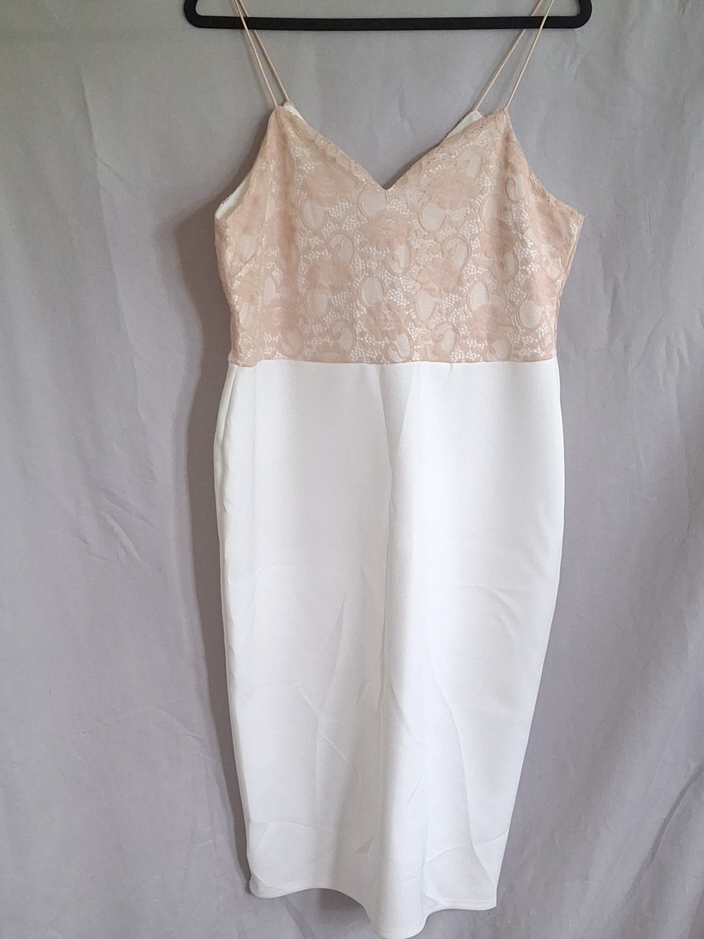 NWT ASOS DESIGN Color-Block Lace Bodice Cami Dress White / Taupe - Size 14